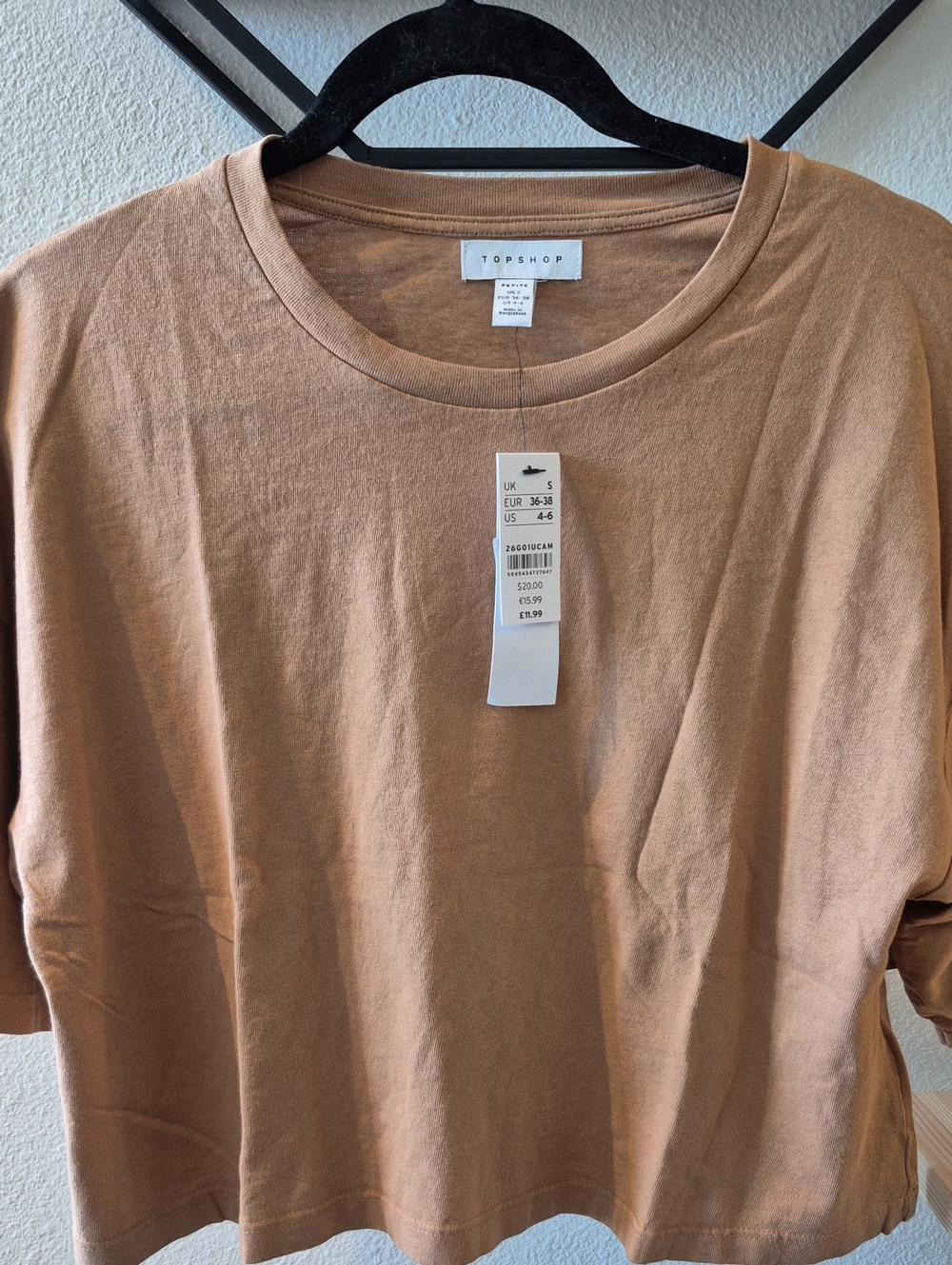 Topshop Men's Short-Sleeve Crew Tee in Warm Tan